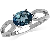 Silvershake 8x6mm Oval Shape White Gold Plated 925 Sterling Silver Solitaire Ring