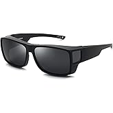 CAXMAN Fit Over Glasses Sunglasses Polarized Wrap Around Sunglasses with Side Window Shields for Full Protection