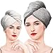 Learja 2 Pack Microfiber Hair Towel, Quick Dry Hair Towel, Hair Towels for Women, Hair Towel Wrap, Twisty Turban Hair Towel, Long & Curly Hair Towel(White+Gray)