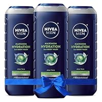 Nivea Men Maximum Hydration Body Wash for Dry Skin, Aloe Vera Enriched, 3-in-1 Moisturizing Body Wash, Face and Hair, Paraben Free, Vegan Formula, 16.9 Fl Oz Bottle, Pack of 3