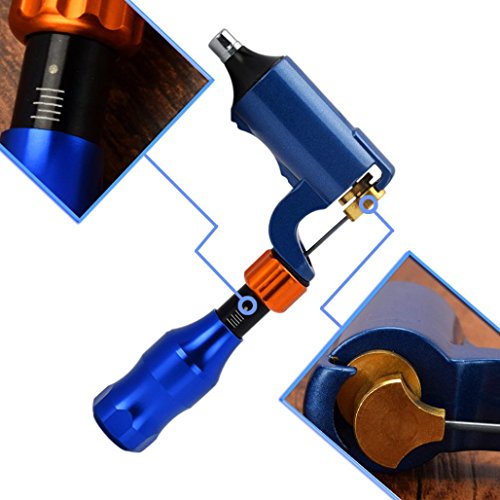 Tattoo Machine,Lotus.flower L Shape Extreme Rotary Tattoo Machine Carbon Steel Machine GunLinner Shader Equipment with Power Supply Line for Tattooing(Blue) - Thumbnail 4