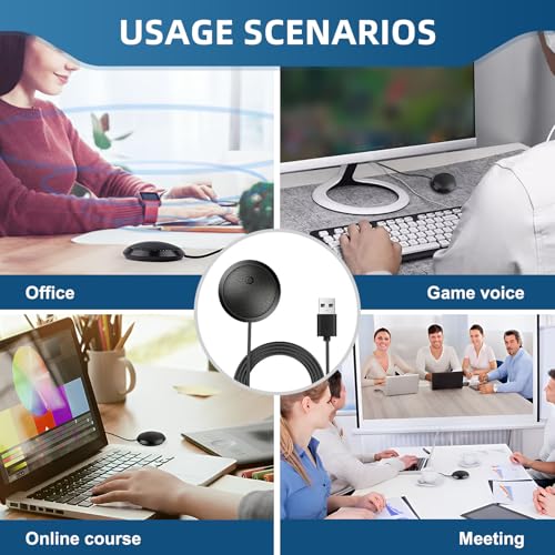 ZestEcho Micrófono USB para PC, Micrófono de Condensador Omnidireccional 360° con Botón de Silencio, Micrófono para Ordenador de Sobremesa para Reuniones, Clases Online, Gaming, Streaming Plug & Play