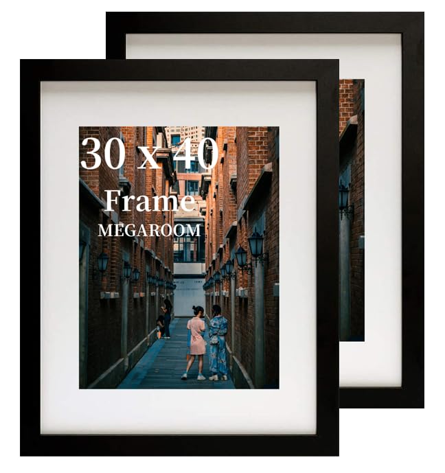 MEGAROOM Wood 30x40 Picture Frame Set of 2-30 x 40cm Picture Frame(11.8 x 15.7 inch) -Picture Frames 30cm x 40cm with Clear Perspex Front - Wall Mounting to Hang Portrait or Landscape (Black) — image 1