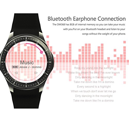 L@YC DM368 WiFi Heart Rate Monitoring Step Weather Forecast GPS Positioning 3G Android Smart Watch, Black