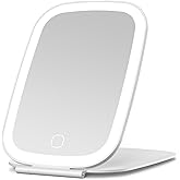 NEZZOE Rechargeable Travel Makeup Mirror with LED Light, Portable Light up Mirror, 3 Lighting Modes, 7x5 Inch Foldable Vanity Mirror for Desk or On The Go