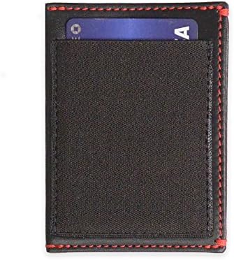 slimJIMMY Slim Wallet with Expanding Card Holder (Black Leather Red Stitch)