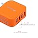 Lumsing Quick Charge 2.0 Multi-Port USB Wall Charger,4 Port Wall Charging Hub for Smartphones-Orange