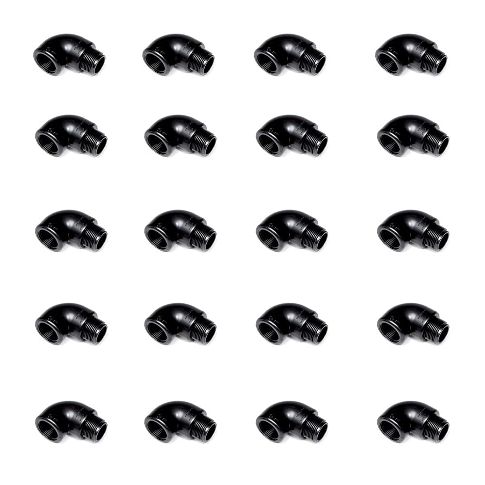 WaterShop 10 Pcs 90° Elbow Male-Female ø 1" 16051-D-10, Black