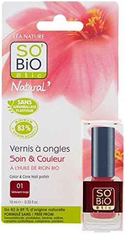 Sobio étic Couleur Soin Vernis à Ongles 01 Séduisant Rouge 10 Ml