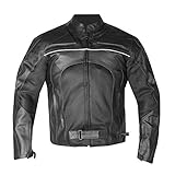 RAZER MENS MOTORCYCLE LEATHER JACKET ARMOR Black L