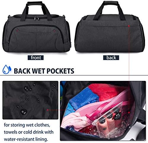 Gym Duffle Bag Waterproof Large Sports Bags Travel Duffel Bags with Shoes Compartment Weekender Overnight Bag Men Women 40L Black 3 Gym Duffle Bag Waterproof Large Sports Bags Travel Duffel Bags with Shoes Compartment Weekender Overnight Bag Men Women 40L Black