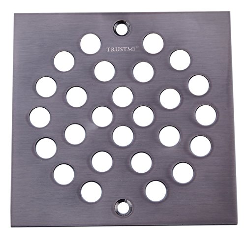 TRUSTMI Square 4 Inch Screw-in Shower Floor Drain Cover Strainer , Oil Rubbed Bronze