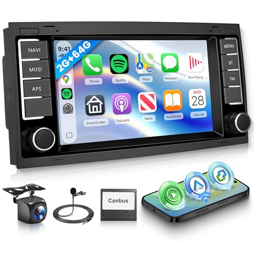 8 Core 4G+64G Android Car Radio for VW Touareg 2004-2011 VW Transporter T5 Multivan 2004-2009 Wireless Carplay Android Auto 7 Inch Car Radio GPS Navi WiFi Bluetooth FM/RDS/DSP/SWC Backup Camera