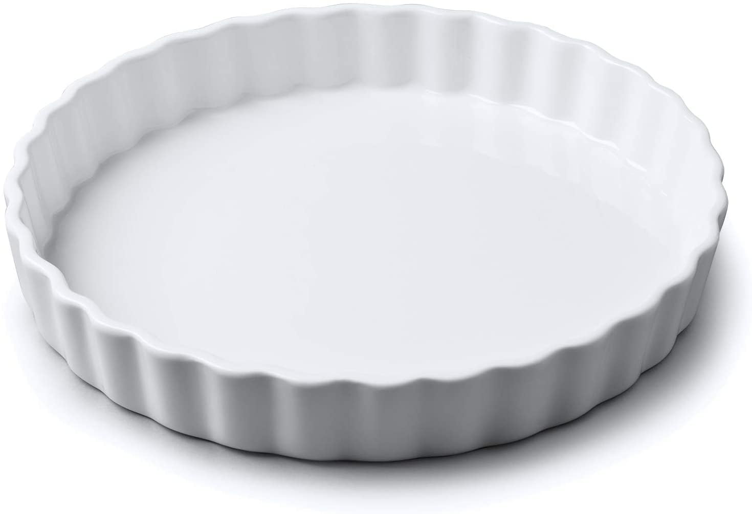WM Bartleet & Sons - Traditional Porcelain Round Flan Dish, (27cm) – Premium Quiche and Tart Baking Dish - Made from 100% Porcelain – Classic Smooth Glazed Finish