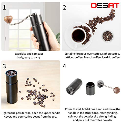 OSSAT hand coffee grinder external adjustment ring 20 grinding