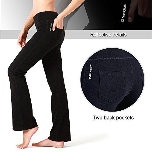 NAVISKIN Women's Bootcut Yoga Pants Bootleg Pants Back Pockets Petite