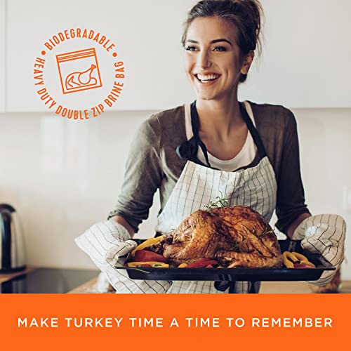 FIRE & FLAVOR CAJUN TURKEY BRINE KIT – INCLUDES BAG AND POULTRY SEASONING FOR ROASTING, GRILLING, SMOKING, AND FRYING BIRDS UP TO 25 LBS