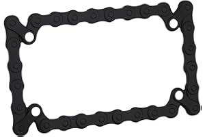 TC Sportline LPF245-BK 3D Bike Chain Style Zinc Metal Matte Black Finished Motorcycle License Plate Frame