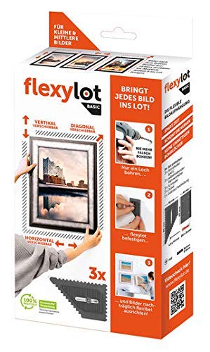 flexylot Picture hangers - 3 x basic, ideal for small to medium pictures up to 7.5 kg, can be flexibly aligned, for almost all standard frames and pictures