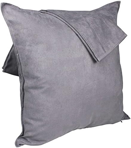 Zealax 2-Pack Cushion Covers Solid Color Comfortable Faux Suede Decorative Throw Pillow Covers 18 x 18 inches Pillowcases for Sofa Couch Living Room Decor, Grey