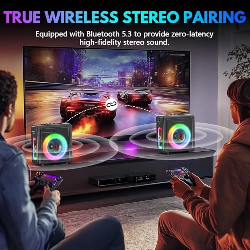 Karaoke Machine, Portable Bluetooth 5.3 Speaker with 2 Wireless Microphones for Adults, 200W Retro Leather PA System with Pitch Correction, Supports TV/TWS/TF Card/USB/AUX/Live (2MICS)