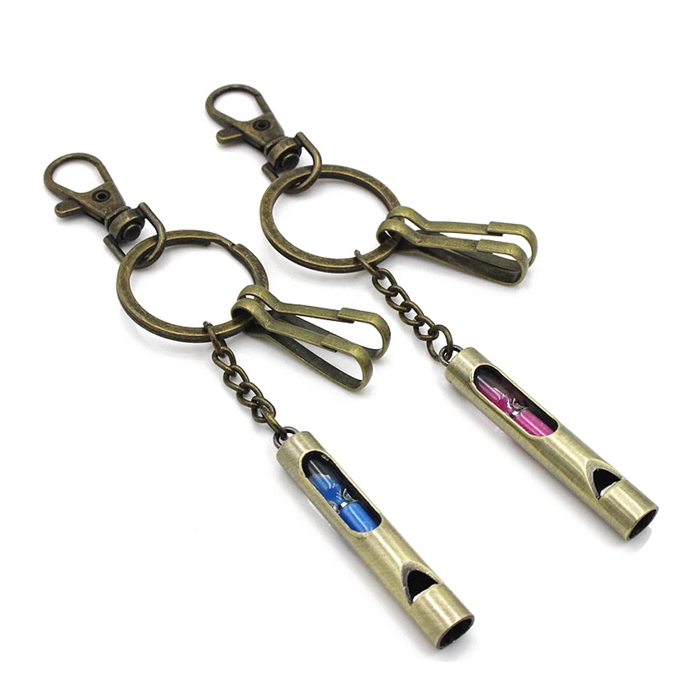 ARFUKA Whistle with Keychain Vintage Copper Keyring Whistle Outdoor Whistle for Outdoor Camping Hiking Boating Pack of 2
