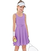 Haloumoning Girls Sleeveless Tennis Dress Kids Athletic Elastic Waist A-Line Workout Golf Dresses 4-14 Years