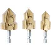 3 Pack PPR Pipe Reamer Kit, Stepped Drill Bits, for Tube Water Pipe Connect | Three-Blade stepped Reamers for Smooth Chip Removal and 1/2, 3/4 and 1-inch Pipe Fitting Repair 1/4" Hex shank Quick Change