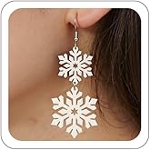 Christmas Snowflake Earrings for Women Snowflake Dangle Earrings Acrylic Xmas Snow Earring Winter Holiday Jewelry Accessories