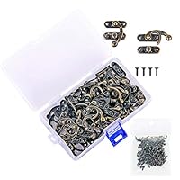 PGMJ 40 Pieces Bronze Tone Antique Right Latch Hook Hasp Horn Lock Wood Jewelry Box Latch Hook Clasp and 160 Replacement Screws (Right Latch Buckle)