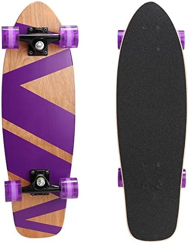 Acazon Cruiser Skateboard 27" Retro Complete Wood Longboard Skate Board for Beginner Kids Teens Adults (US STOCK) (Purple)