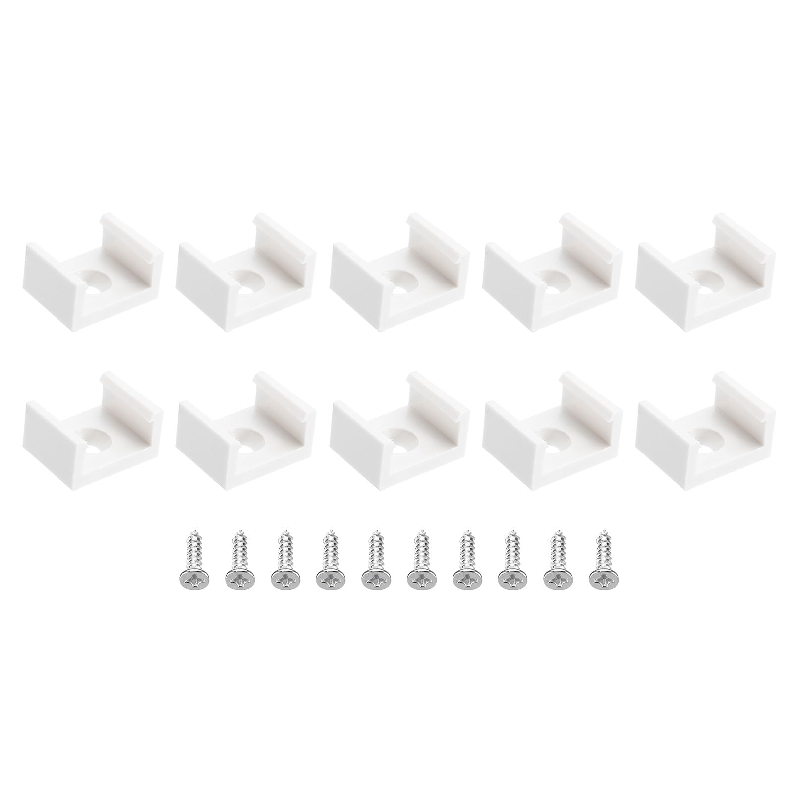 PATIKIL LED Strip Light Clips, 50 Pack Mounting Bracket Fixing Clips Plastic Clamp Holders with Screws for 12mm Neon RGB Light Cable Ribbon, White