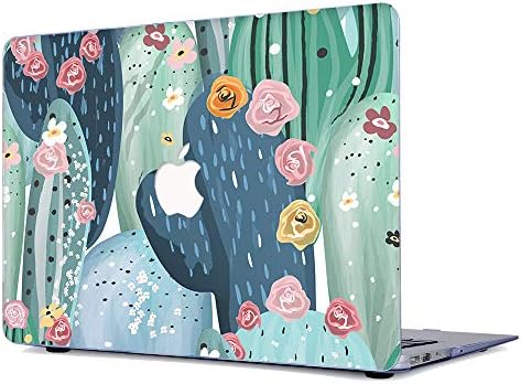 Onkuey Rubberized Glossy Clear See Through Hard Case Shell Cover for MacBook Air 13 Inch (Model: A1369 and A1466), Cactus 2