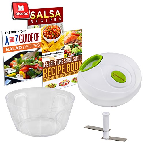 Brieftons Manual Food Chopper, Compact & Powerful Hand Held Vegetable Chopper / Blender to Chop Fruits / Vegetables / Nuts / Herbs / Onions / Garlics for Salsa / Salad / Pesto / Coleslaw / Puree