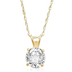 Jewelili 10K Yellow Gold 6.5mm Cubic Zirconia