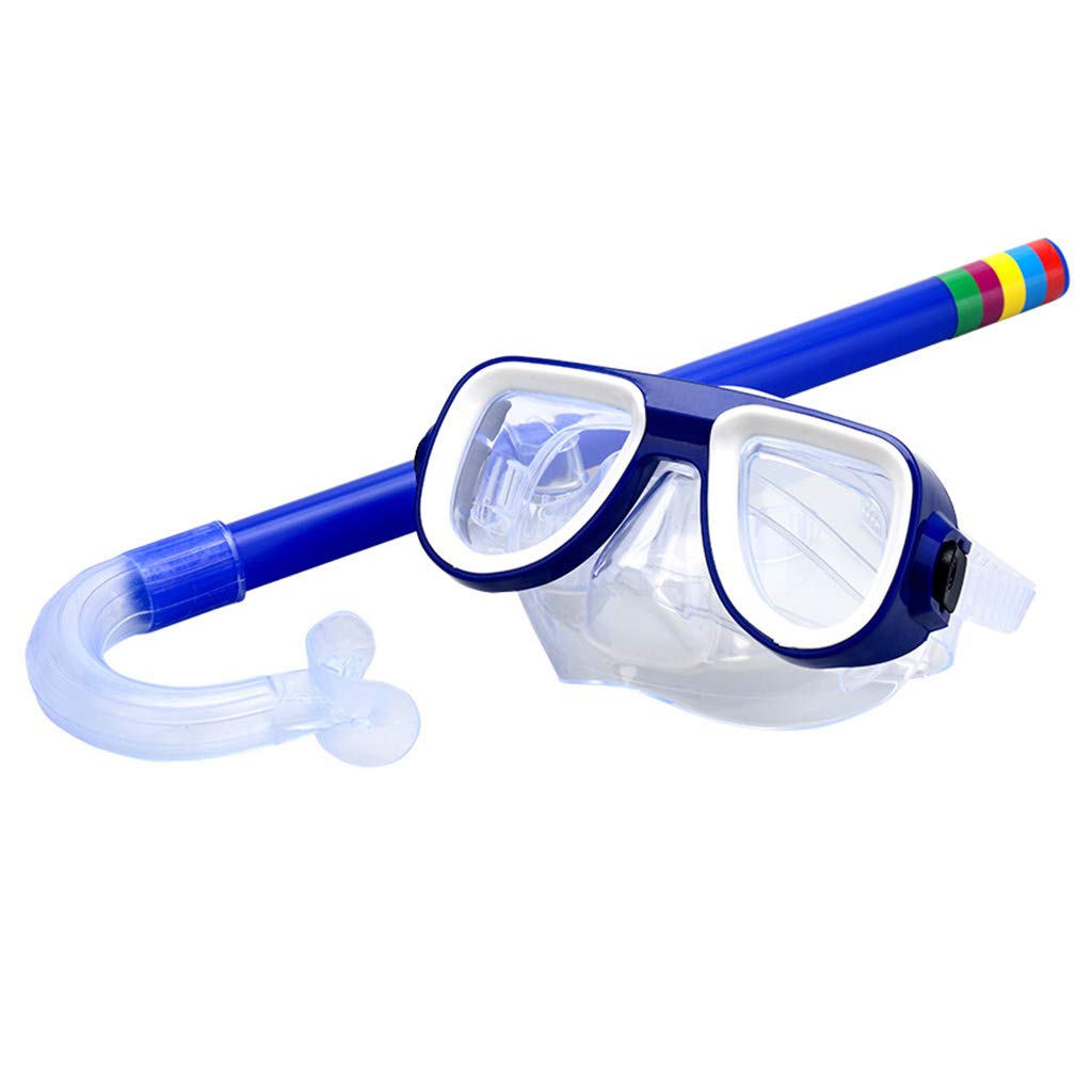 Children's snorkeling Scuba Snorkeling Maske Swimming Goggles Glasses with dry Snorkels Tube Equipment Non-Toxic Diving Gear 3-8 Years--Blue