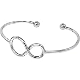 VN Jewelry Handcrafted Women's Sterling Silver Bangle Bracelet, Infinity Knot Bangle Minimalist Jewelry Gift for Her