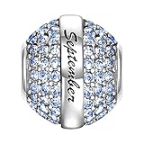 SOUFEEL September Birthstone Dark Blue Swarovski Crystal Charm 925 Sterling Silver Fit European Bracelet