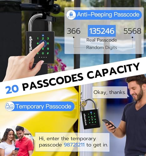 Foxlock Heavy Duty Smart Padlock with Key, Pad Lock with Code Keypad, Weatherproof Bluetooth RFID Keyless Electronic Digital Combination Lock for Gate Outdoor Fence Storage Unit Locker Pool Shed