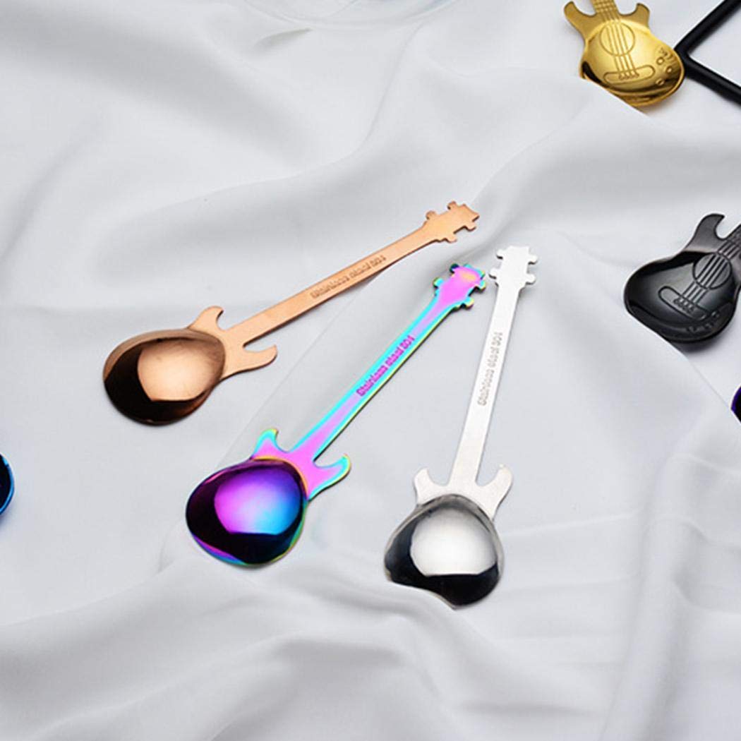 YAGOT Cuillère de guitare en acier inoxydable créatif Dessert Gâteau Thé Café Cuillère Cuisine Outil Cuillères