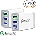 Fast Wall Charger QC 3.0 USB Quick Charge 3 Ports Tablet iPad Phone Charger Adapter Travel Plug Compatible iPhone X/Xs/XS Max/XR/8/8+/7P/7/6/5 Samsung S8/S7/S6/Edge/LG HTC