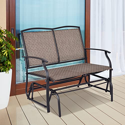 Giantex Patio Glider Benches for Outside, Swing Glider Chair with Steel