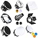 Neewer Camera Speedlite Flash Accessories Kit with Barndoor, Conical Snoot, Mini Reflector, Sphere Diffuser, Beaty Disc, 8x12inches Softbox, Honeycomb, Color Filters, Universal Mount Adpater