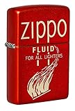 Zippo Fluid Retro Design Metallic Red Pocket Lighter