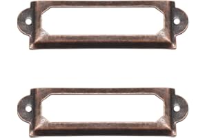Adiyer 40-Pack Office Library File Drawer Cabinet Card Tag Label Holder Metal Frame (Antique Copper)