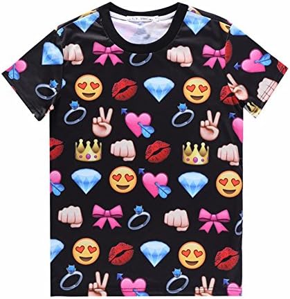 Smiley Emoticons Emoji T-shirt Female 3D Fashion Tee Short Sleeves (XL, 3#)