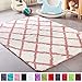 PAGISOFE Shaggy Fluffy Area Rugs Carpets for Baby Nursery Teens Girls Rooms 4x5.3 Feet Plush Fuzzy Patterned Shag Rugs for Kids Bedrooms Home Room Floor Accent Decor Fur Rug (Pink Trellis)