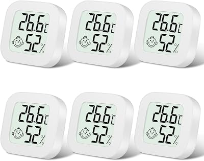 flintronic 6pcs Room Thermometer Hygrometer Indoor Mini Digital with Battery
