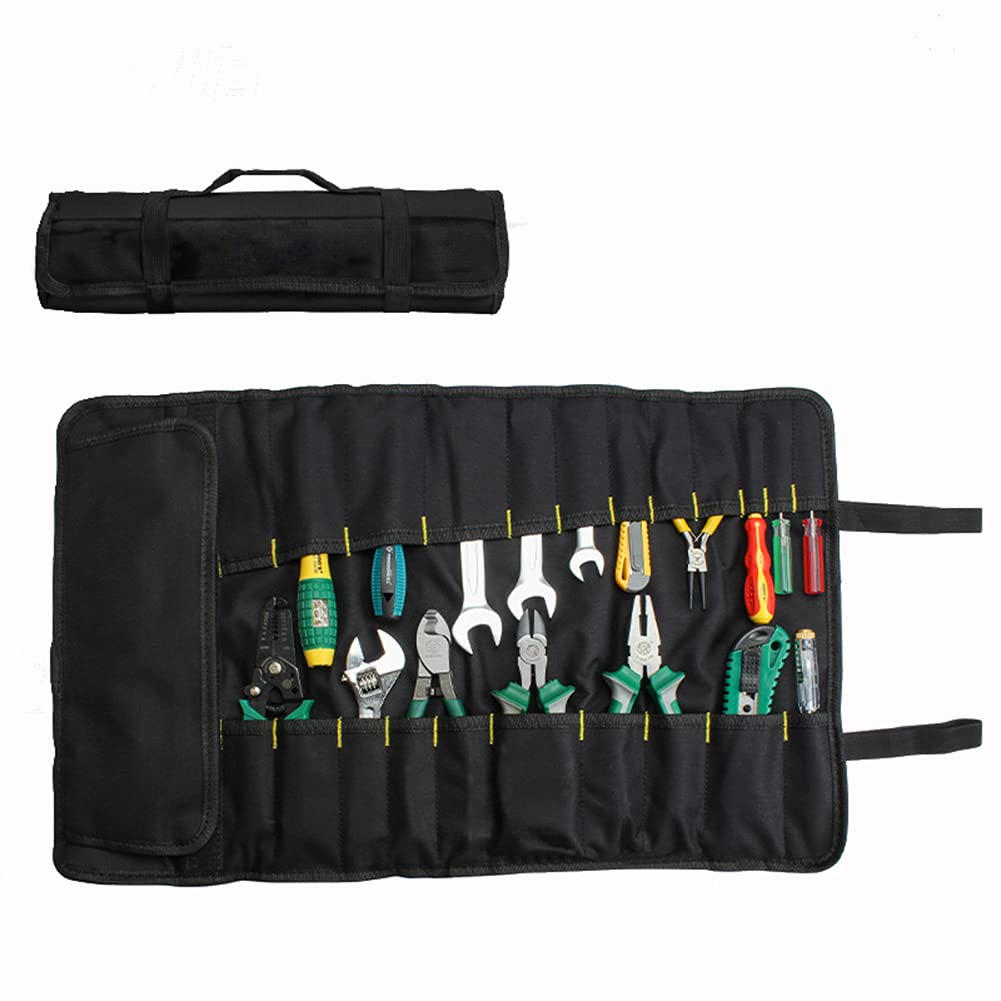 Lichi Multi-Purpose Bag, 37 Pocket Tool Organiser, Tool Wrap - Portable, Screwdriver Spanner Roll, Black
