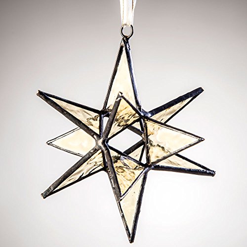 J Devlin Orn 250 Stained Glass Moravian Star Christmas Ornament or Sun Catcher Dimensional 4 1/2 x 4 1/2